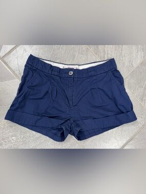 George & Martha Navy Pleated Cotton-Blend Bermuda Shorts